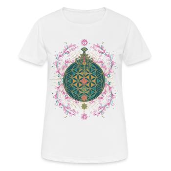 Spiritualité Géométrie Sacrée Fleur de Lotus Zen - T-shirt respirant Femme - blanc - Devant - AI Model Female 172 dark (172cm)