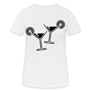 2 verres cocktail / cocktail / martini + (noir) - T-shirt respirant Femme - blanc - Devant - AI Model Female 172 dark (172cm)