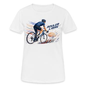Rouler Libre: Cycliste en Flux - T-shirt respirant Femme - blanc - Devant - AI Model Female 172 dark (172cm)