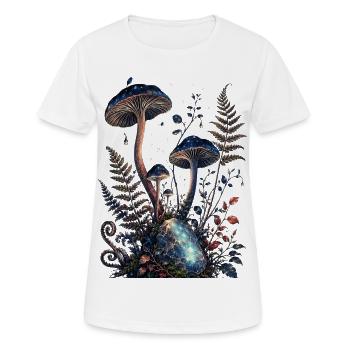 Champignons stellaires et gemme lumineuse - T-shirt respirant Femme - blanc - Devant - AI Model Female 172 dark (172cm)