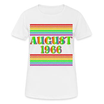 Anniversaire août 1966 - Rainbow - T-shirt respirant Femme - blanc - Devant - AI Model Female 172 dark (172cm)