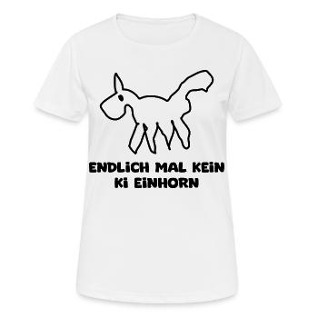 Endlich mal kein KI einhorn - Frauen T-Shirt atmungsaktiv - Weiß - Vorne - AI Model Female 172 dark (172cm)