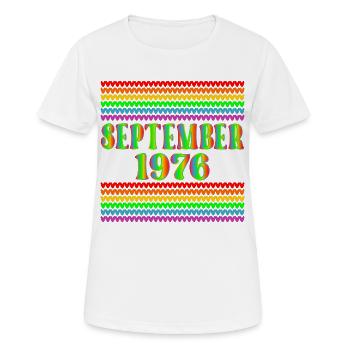 Septembre 1976, 50e anniversaire Regenbogen - T-shirt respirant Femme - blanc - Devant - AI Model Female 172 dark (172cm)