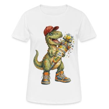 Un T-Rex aquarelle sympa pour la rentrée scolaire - T-shirt respirant Femme - blanc - Devant - AI Model Female 172 dark (172cm)