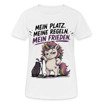 Mein Platz Meine Regeln Mein Frieden Einhorn Golf - Frauen T-Shirt atmungsaktiv - Weiß - Vorne - AI Model Female 172 dark (172cm)