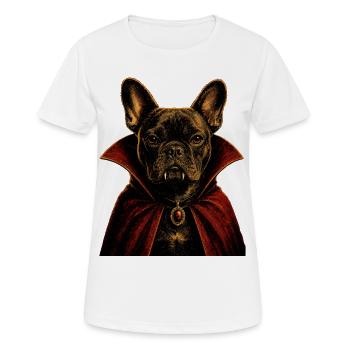 Costume de vampire d’Halloween de bouledogue français - T-shirt respirant Femme - blanc - Devant - AI Model Female 172 dark (172cm)