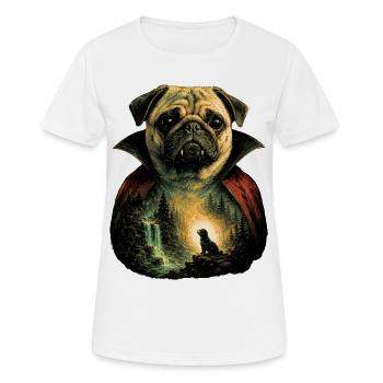 Chien carlin, chien d’Halloween déguisé en vampire - T-shirt respirant Femme - blanc - Devant - AI Model Female 172 dark (172cm)