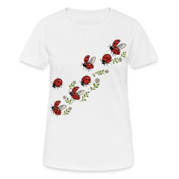 Envol De Coccinelles Et Fleurs Nature Champêtre - T-shirt respirant Femme - blanc - Devant - AI Model Female 172 dark (172cm)