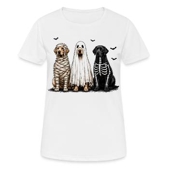 Trois chiens déguisés pour Halloween - T-shirt respirant Femme - blanc - Devant - AI Model Female 172 dark (172cm)
