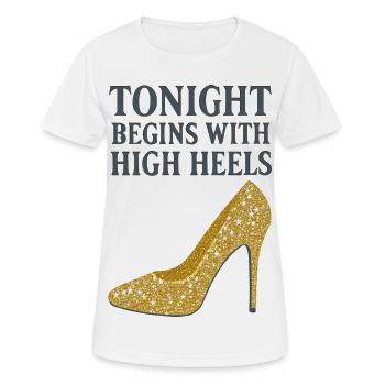 Talons hauts pailletés – Ce soir commence par... - T-shirt respirant Femme - blanc - Devant - AI Model Female 172 dark (172cm)