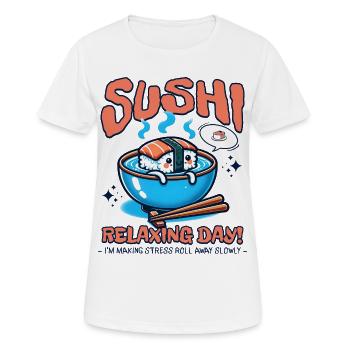 Journée de détente de sushi Nourriture mignonne - T-shirt respirant Femme - blanc - Devant - AI Model Female 172 dark (172cm)