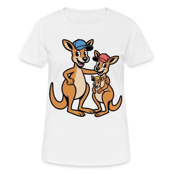 Kängarufamilie im Cap-Style - Frauen T-Shirt atmungsaktiv - Weiß - Vorne - AI Model Female 172 dark (172cm)
