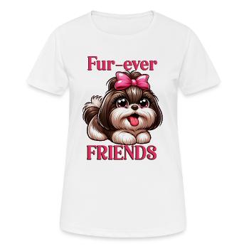 Fur-ever Friends Cute Shih Tzu Girl - Women's Breathable T-Shirt - white - Front - AI Model Female 172 dark (172cm)