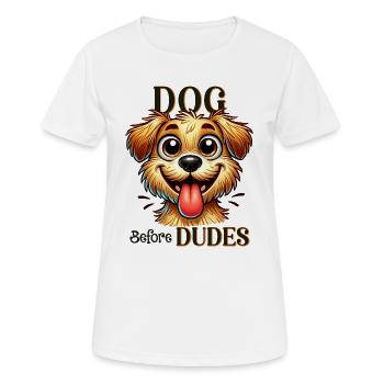 Citation drôle de chien avant les mecs - T-shirt respirant Femme - blanc - Devant - AI Model Female 172 dark (172cm)