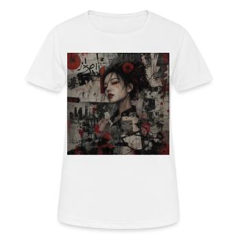 Japanische Kunst Collage Street Art Motiv - Frauen T-Shirt atmungsaktiv - Weiß - Vorne - AI Model Female 172 dark (172cm)