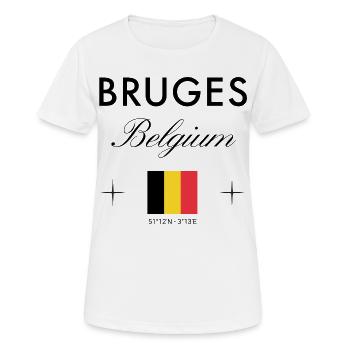 Bruges Belgique Coordonnées Souvenir de voyage - T-shirt respirant Femme - blanc - Devant - AI Model Female 172 dark (172cm)