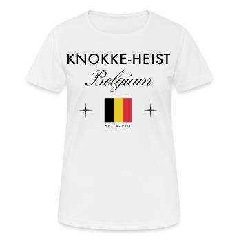 Le braquage de Knokke Belgique coordonne le souvenir de voyage - T-shirt respirant Femme - blanc - Devant - AI Model Female 172 dark (172cm)