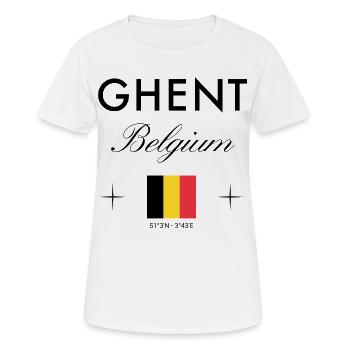 Ghent Belgium Coordinates Travel Souvenir - Women's Breathable T-Shirt - white - Front - AI Model Female 172 dark (172cm)