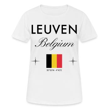 Leuven Belgien Koordinaten Reise Souvenir - Frauen T-Shirt atmungsaktiv - Weiß - Vorne - AI Model Female 172 dark (172cm)