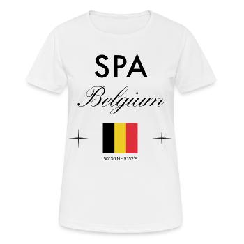 Spa Belgien Koordinaten Reise Souvenir - Frauen T-Shirt atmungsaktiv - Weiß - Vorne - AI Model Female 172 dark (172cm)