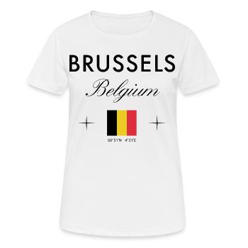 Bruxelles, Belgique, coordonnées, voyage, souvenir - T-shirt respirant Femme - blanc - Devant - AI Model Female 172 dark (172cm)