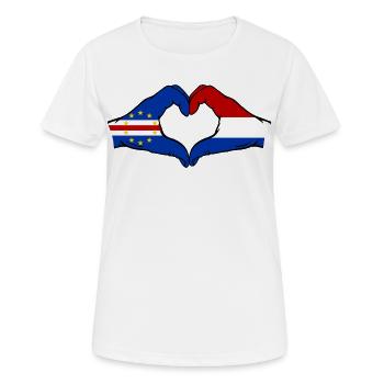 Kap Verde Holland Flagge Hände Herzform - Frauen T-Shirt atmungsaktiv - Weiß - Vorne - AI Model Female 172 dark (172cm)