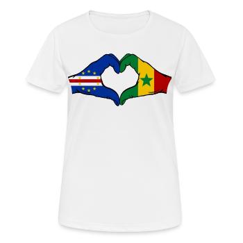 Drapeau du Cap-Vert Sénégal Mains en forme de cœur - T-shirt respirant Femme - blanc - Devant - AI Model Female 172 dark (172cm)
