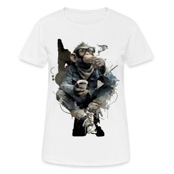 Coffee Chimp in Denim: Urban Chill - Women's Breathable T-Shirt - white - Front - AI Model Female 172 dark (172cm)