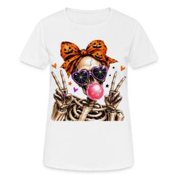 Squelette d'Halloween avec un nœud orange - T-shirt respirant Femme - blanc - Devant - AI Model Female 172 dark (172cm)
