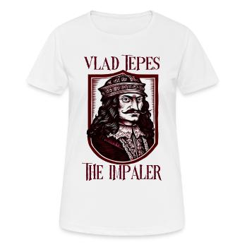Vlad Tepes Le Bouclier de l’Empaleur - T-shirt respirant Femme - blanc - Devant - AI Model Female 172 dark (172cm)