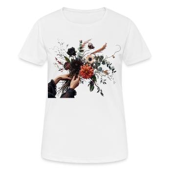 Nachtstruß Dahlien - Frauen T-Shirt atmungsaktiv - Weiß - Vorne - AI Model Female 172 dark (172cm)