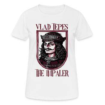 Vlad Tepes Le Bouclier de l’Empaleur - T-shirt respirant Femme - blanc - Devant - AI Model Female 172 dark (172cm)