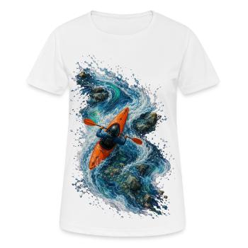 Speed kayaking on blue water - Women's Breathable T-Shirt - white - Front - AI Model Female 172 dark (172cm)