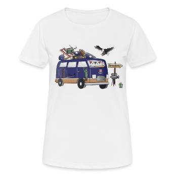 USA Camper Motif Vanlife Camping Vacation - Women's Breathable T-Shirt - white - Front - AI Model Female 172 dark (172cm)