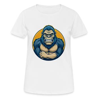 Gorilla Kawaii Maskottchen Cartoon Clipart Logo Abzeichen - Frauen T-Shirt atmungsaktiv - Weiß - Vorne - AI Model Female 172 dark (172cm)