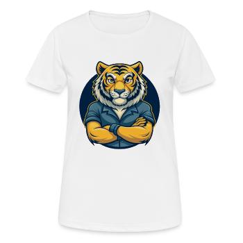 Tiger Kawaii Maskottchen Cartoon-Charakter-Clipart-Logo - Frauen T-Shirt atmungsaktiv - Weiß - Vorne - AI Model Female 172 dark (172cm)