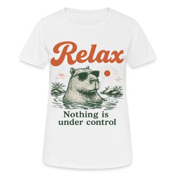 Relax Nothing Is Under Control - Funny Capybara - Women's Breathable T-Shirt - white - Front - AI Model Female 172 dark (172cm)
