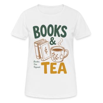 Books And Tea - Books & Tea Fans, Bookworm Reading - Women's Breathable T-Shirt - white - Front - AI Model Female 172 dark (172cm)