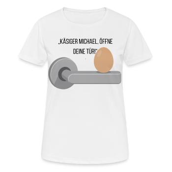 Käsiger Michael T-Shirt - Frauen T-Shirt atmungsaktiv - Weiß - Vorne - AI Model Female 172 dark (172cm)