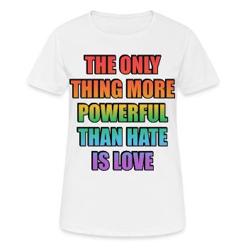Love Over Hate Rainbow Gradient LGBT Pride - Frauen T-Shirt atmungsaktiv - Weiß - Vorne - AI Model Female 172 dark (172cm)