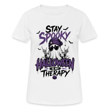 Restez effrayant – Halloween est mon pourpre thérapeutique - T-shirt respirant Femme - blanc - Devant - AI Model Female 172 dark (172cm)