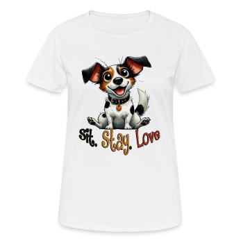 Assieds-toi Reste Aime Jack Russell Vie de chiot - T-shirt respirant Femme - blanc - Devant - AI Model Female 172 dark (172cm)