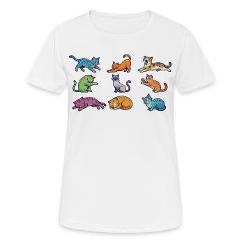 Chats colorés : Pop Art de chatons comiques mignons - T-shirt respirant Femme - blanc - Devant - AI Model Female 172 dark (172cm)