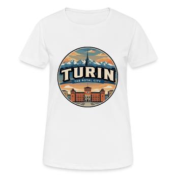 Retro Turiner Alpen Piazza Castello Abzeichen - Frauen T-Shirt atmungsaktiv - Weiß - Vorne - AI Model Female 172 dark (172cm)