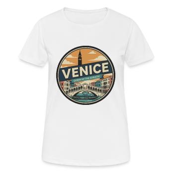 Badge rétro de la gondole du pont Venice Rialto - T-shirt respirant Femme - blanc - Devant - AI Model Female 172 dark (172cm)