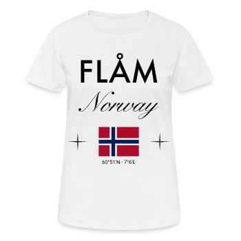 Flåm, Norvège, coordonnées, voyage, souvenir - T-shirt respirant Femme - blanc - Devant - AI Model Female 172 dark (172cm)