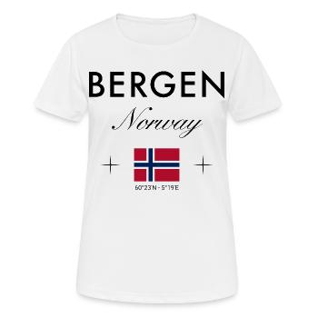 Bergen Norvège Coordonnées Souvenir de voyage - T-shirt respirant Femme - blanc - Devant - AI Model Female 172 dark (172cm)