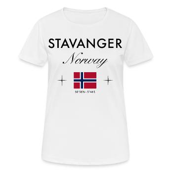 Stavanger Norwegen Koordinaten Reise Souvenir - Frauen T-Shirt atmungsaktiv - Weiß - Vorne - AI Model Female 172 dark (172cm)