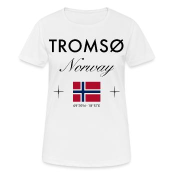 Tromsø Norwegen Koordinaten Reise Souvenir - Frauen T-Shirt atmungsaktiv - Weiß - Vorne - AI Model Female 172 dark (172cm)