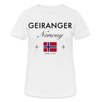 Geiranger Norvège Coordonnées Souvenir de voyage - T-shirt respirant Femme - blanc - Devant - AI Model Female 172 dark (172cm)